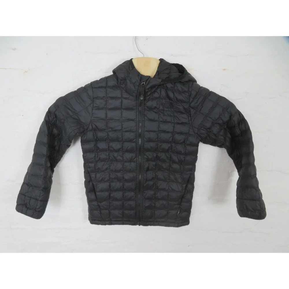 The North Face ThermoBall Jacket Boys 10/12 Medium Black Hooded Puffer Winter